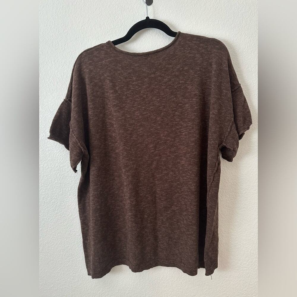 Light Summer Brown Casual Short Sleeved Sweater - Picture 5 of 7